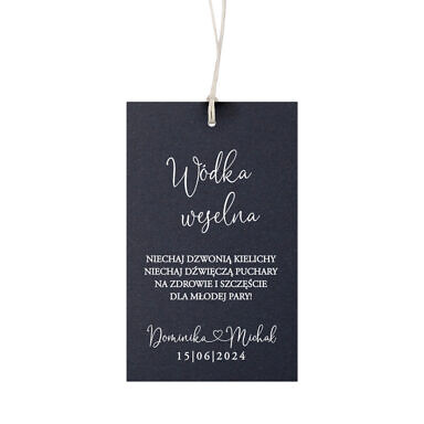 Zawieszka na alkohol biały druk dark blue