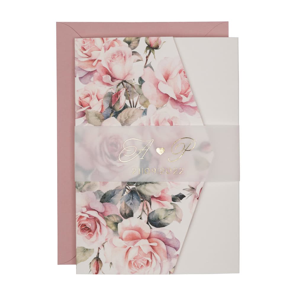 Zaproszenia ślubne klasyczny folder boho w17