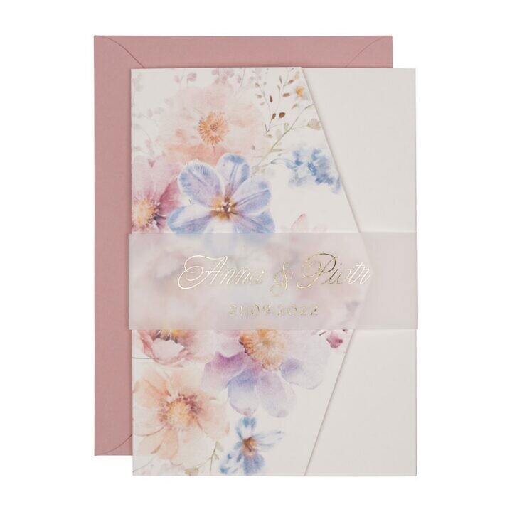 Zaproszenia ślubne klasyczny folder boho w46