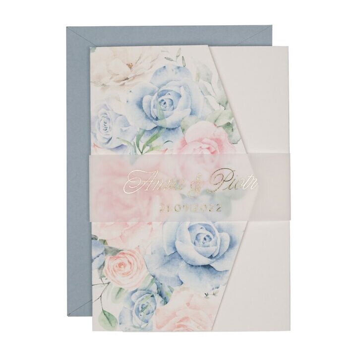 Zaproszenia ślubne klasyczny folder boho w48