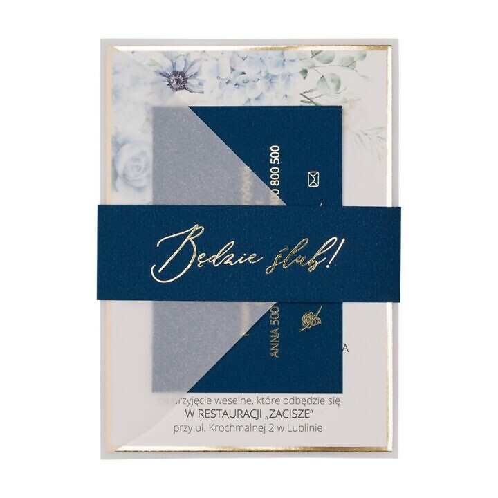 Zaproszenia ślubne Misty w58 blue niebieski