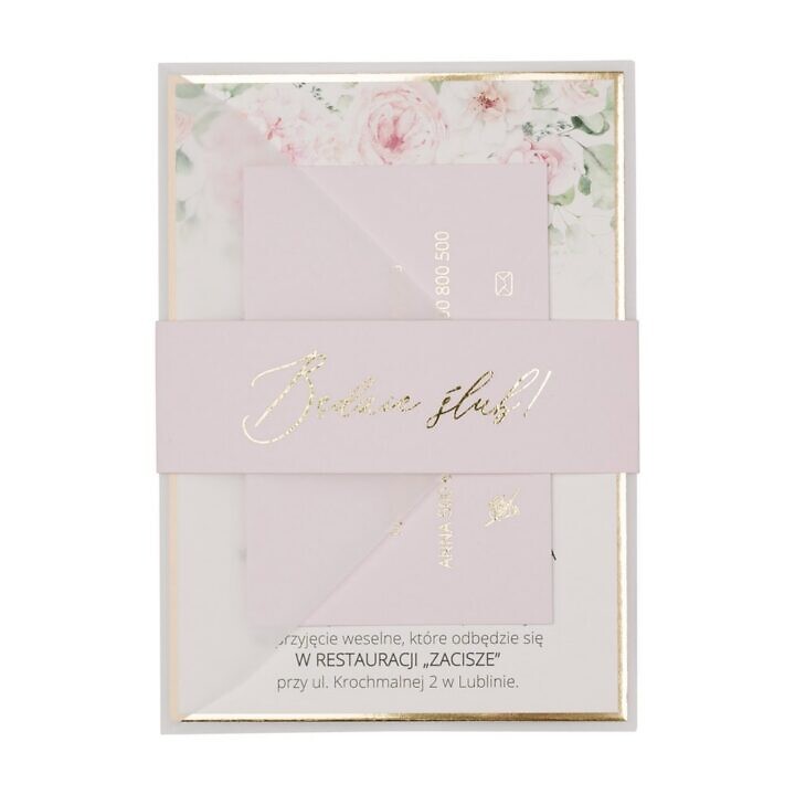 Zaproszenia ślubne Misty w66 pastel pink - jasny, cukierkowy róż