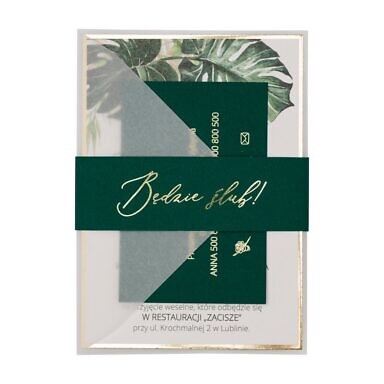 Zaproszenia ślubne Misty w81 english green butelkowa zieleń