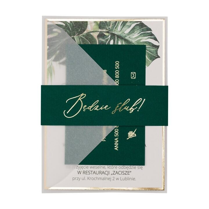 Zaproszenia ślubne Misty w81 english green butelkowa zieleń