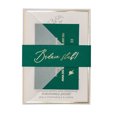 Zaproszenia ślubne Misty w103 english green butelkowa zieleń