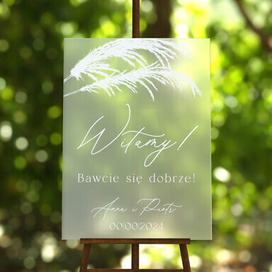 Tablica powitalna szroniona trawa pampas